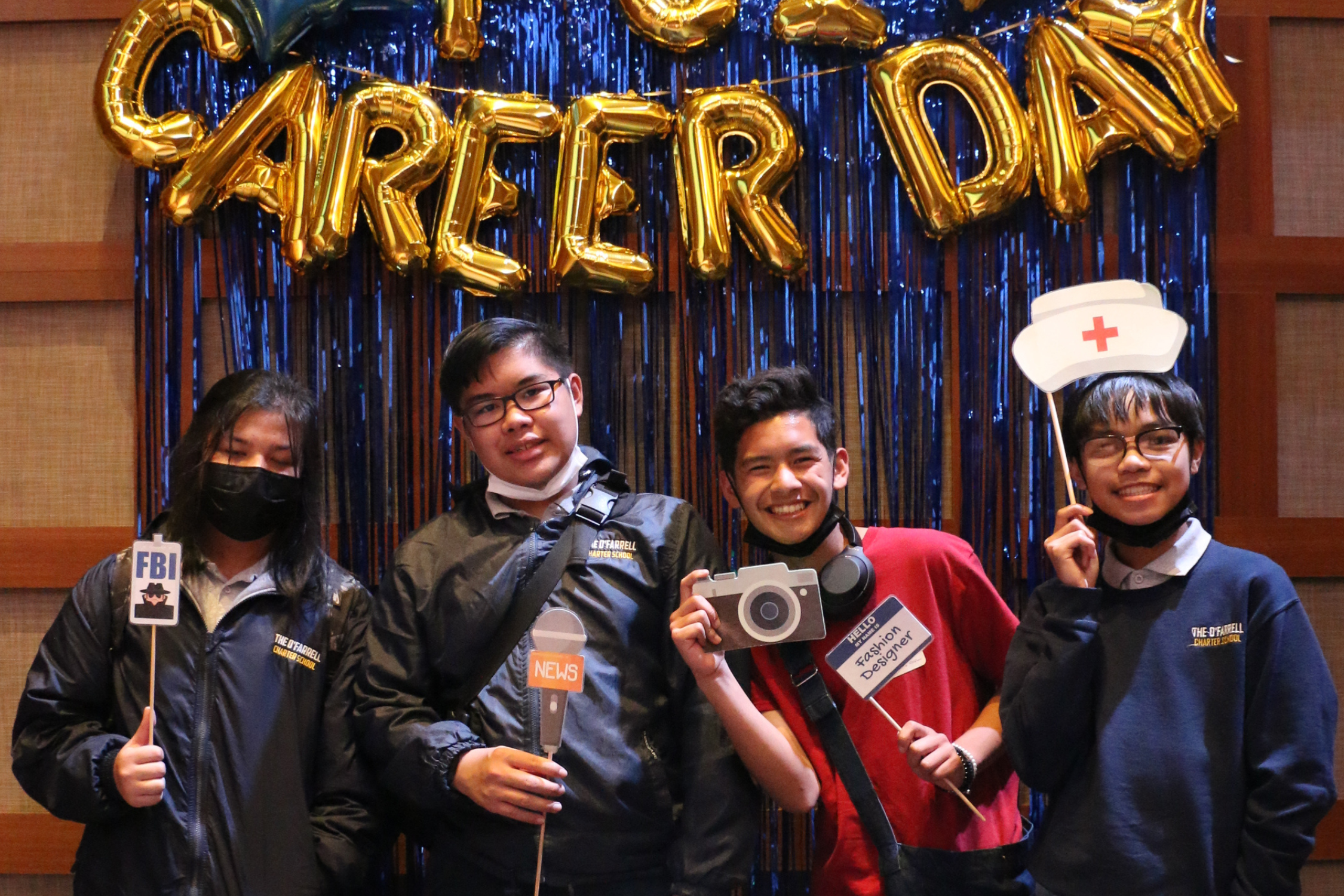 Career Day attendees posing for a photo.